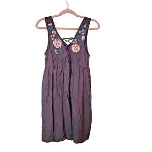 AEROPOSTALE Women's Dress Size Small Gray Embroidery Coquette Flowy Cottagecore